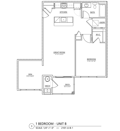 1 bedroom apartment with den